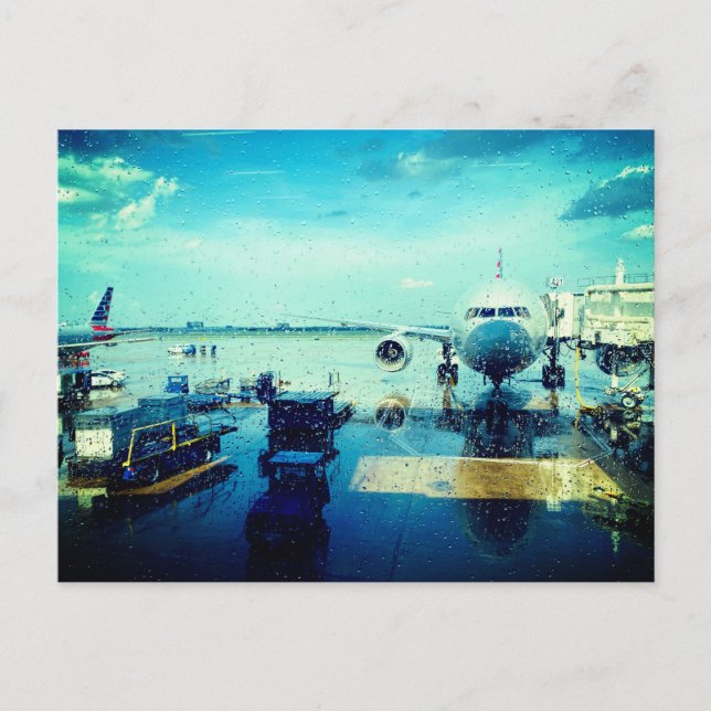 Airport in the Rain Postcard (Front)