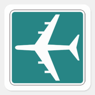 Airport Symbol Sign Airplane Travel Icon  Square Sticker