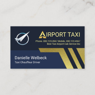 Airport Taxi Gold Airplane Runway Business Card