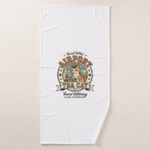 Airport TSA Cat Airport TSA Cat Vintage Vector Art Bath Towel