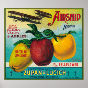 Airship Apple Crate LabelWatsonville, CA Poster