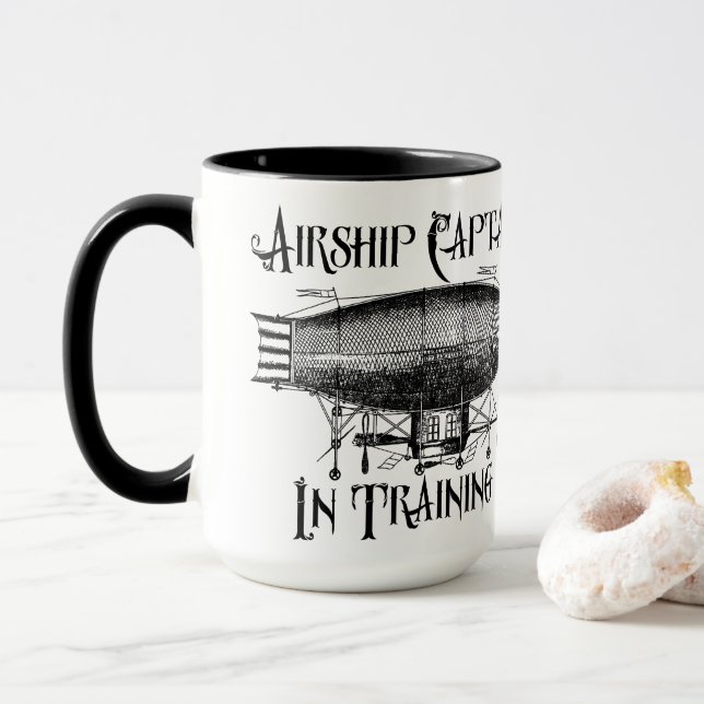 Airship Captain in Training, Steampunk Mug (With Donut)