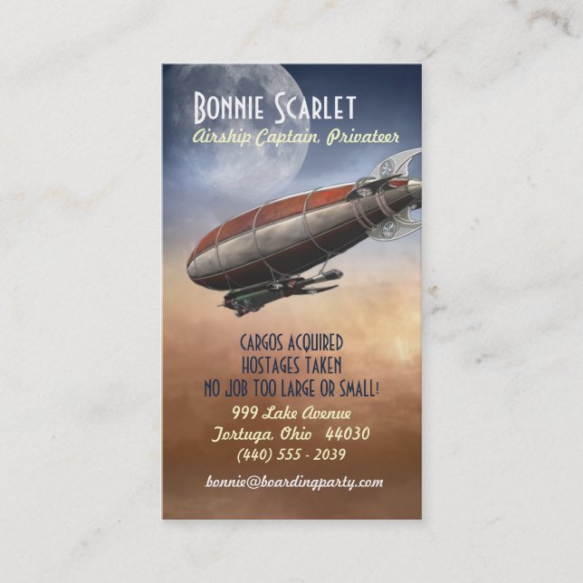 Airship Captain (Vertical) Business Cards (Front)