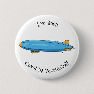 Airship cartoon illustration 2 inch round button