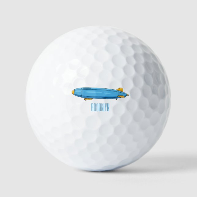 Airship cartoon illustration golf balls (Front)