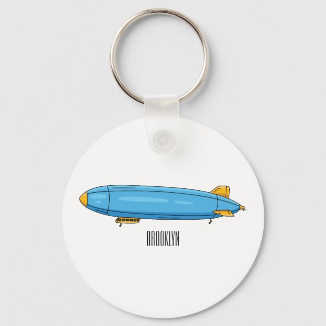 Airship cartoon illustration keychain (Front)