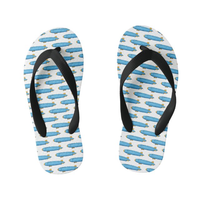 Airship cartoon illustration kid's flip flops (Footbed)