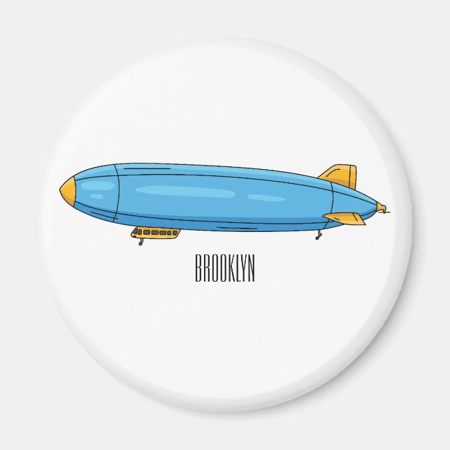 Airship cartoon illustration magnet (Front)