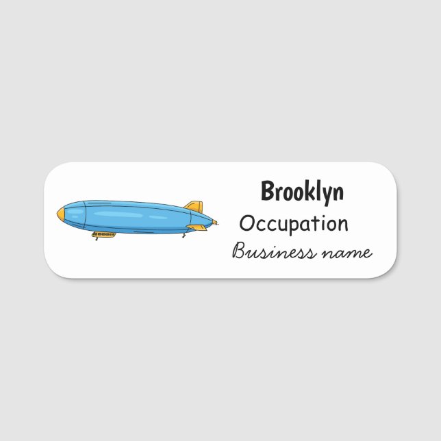 Airship cartoon illustration name tag (Front)