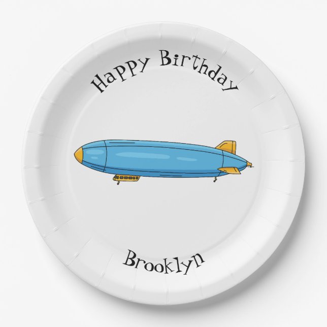 Airship cartoon illustration paper plate (Front)