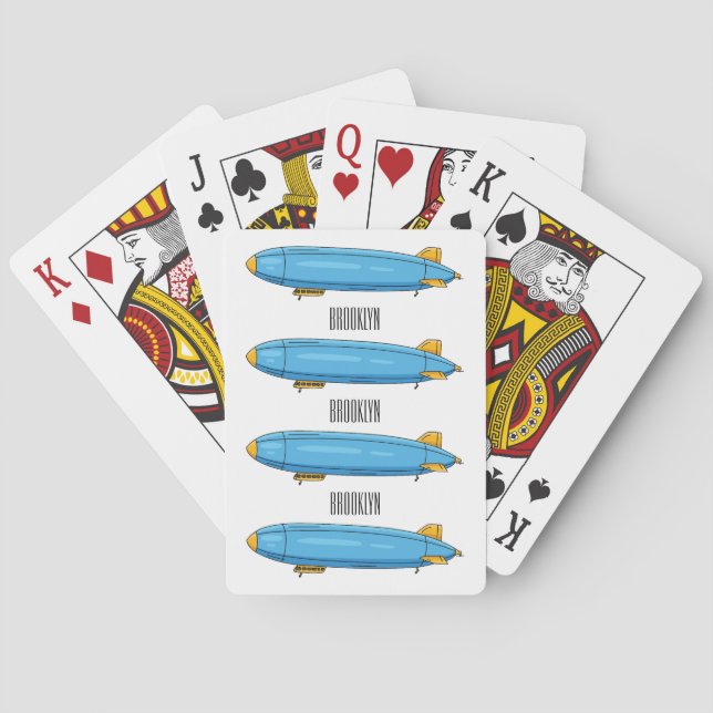 Airship cartoon illustration playing cards (Back)