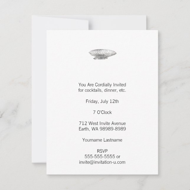 Airship (Letterpress Style) Invitation (Front)