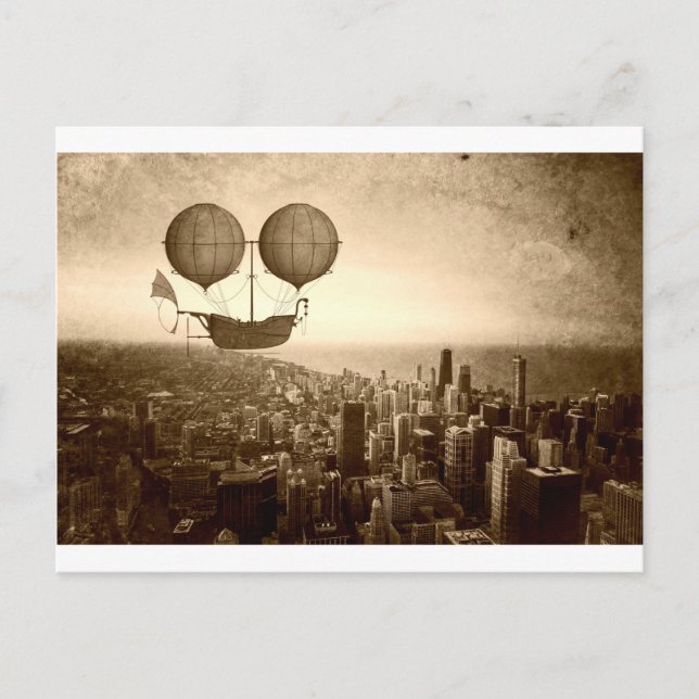 Airship Over Chicago Postcard (Front)