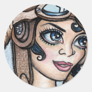 Airship Pilot Steamface Classic Round Sticker