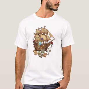 Airship Sailing Ship with Antique & vintage T-Shirt