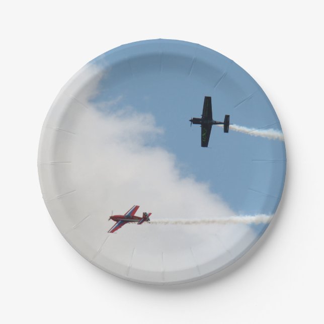 Airshow Fixed Wing Airplane Dogfight Paper Plate (Front)