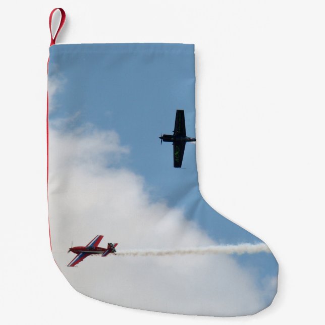 Airshow Fixed Wing Airplane Dogfight Small Christmas Stocking (Front)