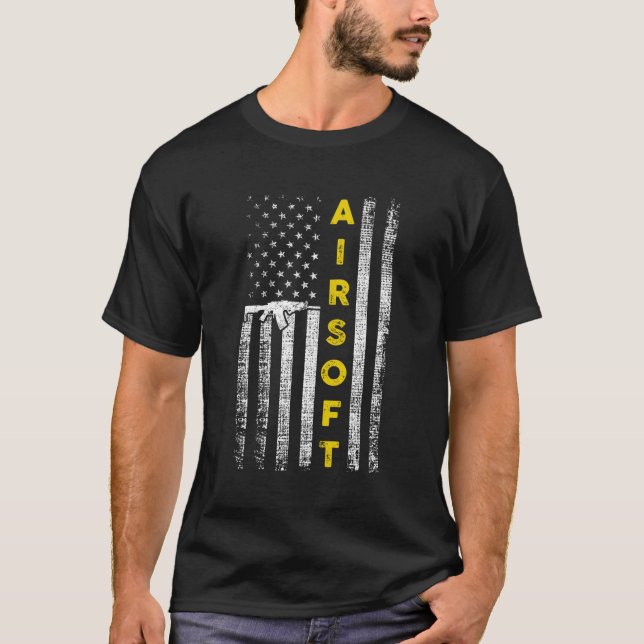 Airsoft Gun Patriotic Airsoft United States Flag T-Shirt (Front)