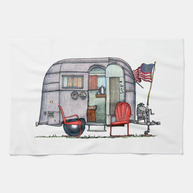 Airstream Trailer Kitchen Towel (Horizontal)