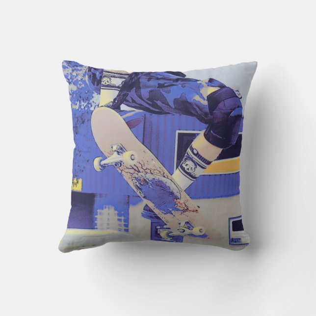 Airtime - Skateboarder Throw Pillow (Back)