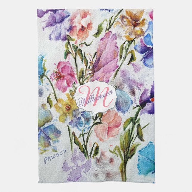 AIRY AND WHIMSICAL FLORAL PATTERN KITCHEN TOWEL (Vertical)