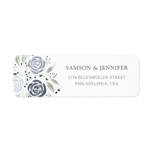 Airy Blue Floral Adresse de retour (Devant)