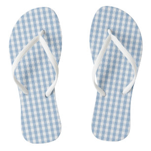 Airy Blue Gingham Check Flip Flops