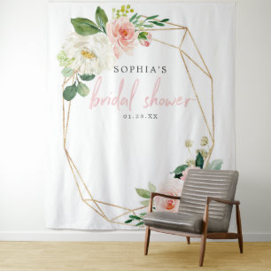 Airy Blush Bridal Shower Backdrop Photo Booth Tapestry