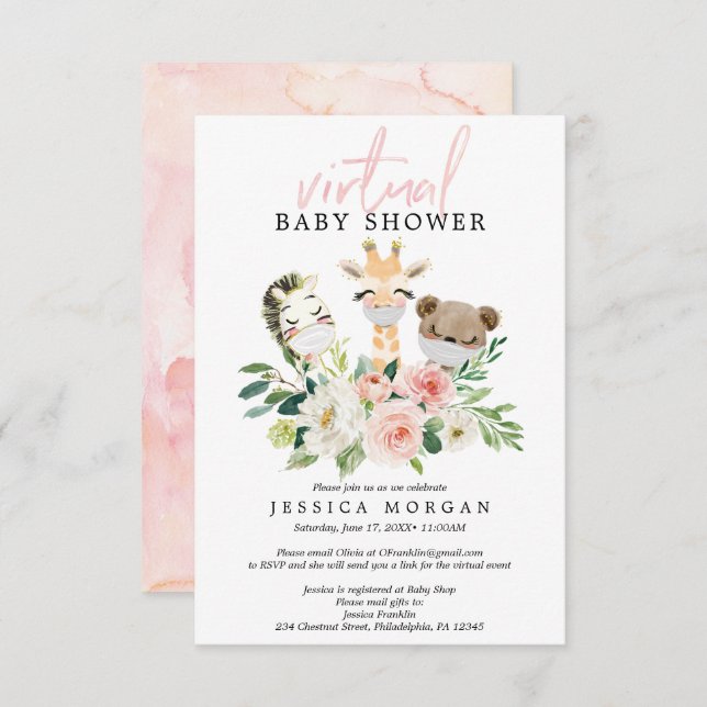 Airy Blush Virtual Baby Shower Invitation (Front/Back)