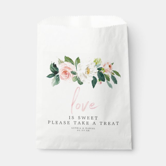 Airy Blush Wedding Favour Bag Love is Sweet (Front)