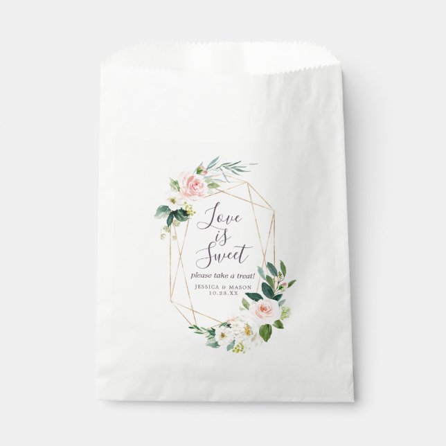 Airy Blush Wedding Favour Bag Love is Sweet (Front)