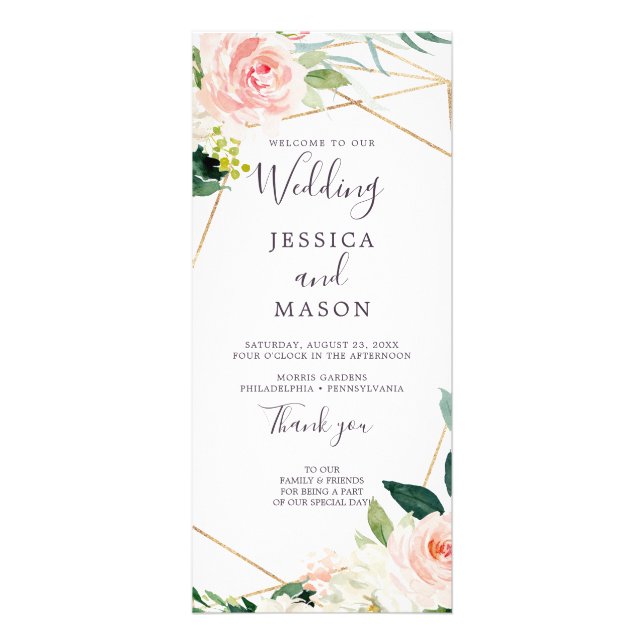 Airy Blush Wedding Programme - Programme de cérémo (Devant)