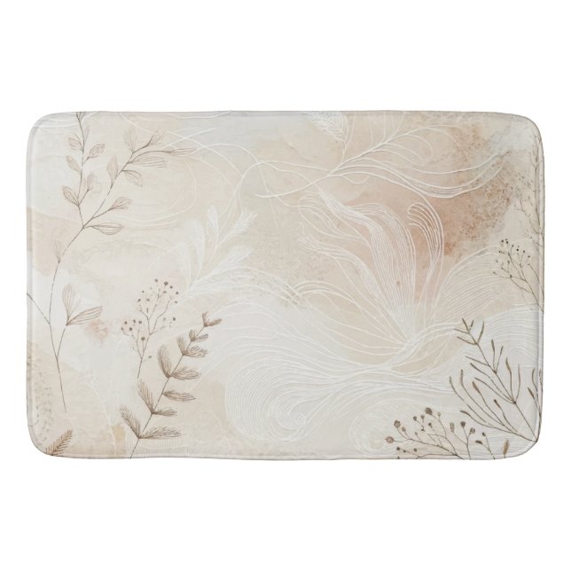 Airy Bohemian Botanical Floral String Art Design Bath Mat (Front)