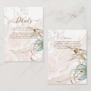 Airy BOHO Pampas Grass Light Peach Wedding Enclosure Card