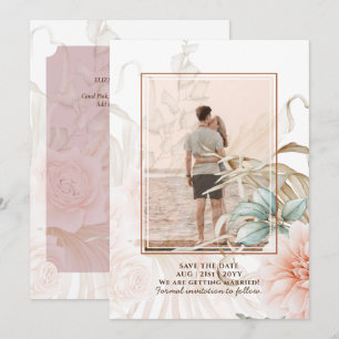 Airy BOHO Pampas Grass Light Peach Wedding Save The Date