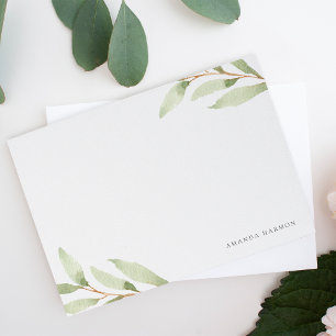 Airy Botanical Personalized Stationery Flat Card
