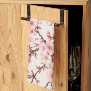 Airy Cherry Blossom Botanical Art Kitchen Towel