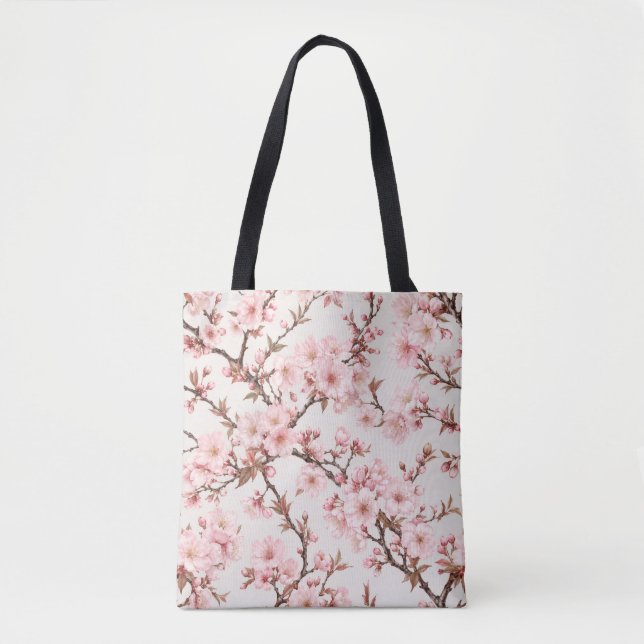 Airy Cherry Blossom Botanical Art Tote Bag (Front)