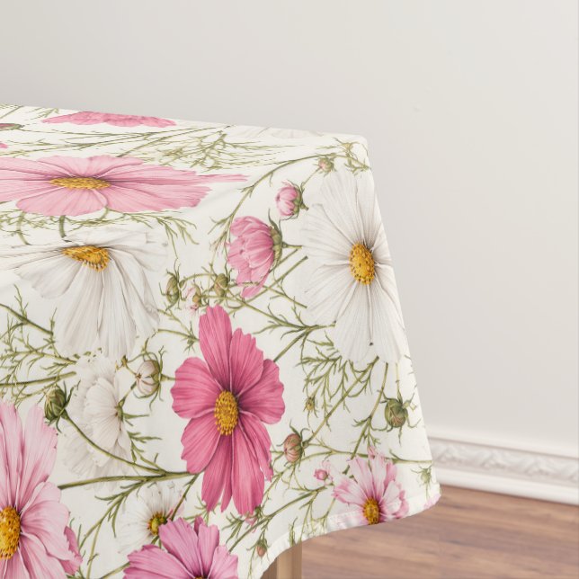 Airy Cosmos Flower Stems Tablecloth (In Situ)