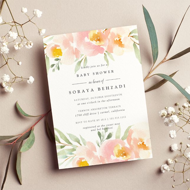 Airy Floral Baby Shower Invitation (Creator Uploaded)