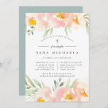 Airy Floral Baptism or Christening Invitation<br><div class="desc">Elegant watercolor floral invitation for your little girl's baptism,  christening or dedication frames your church ceremony and party details with a border of sheer pastel watercolor flowers and foliage in blush pink,  peach and spring green. A tiny cross completes the design.</div>