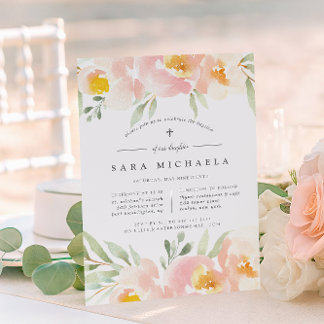 Airy Floral Baptism or Christening Invitation