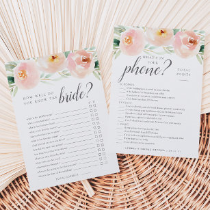 Airy Floral Double-Sided Bridal Shower Game Invitation
