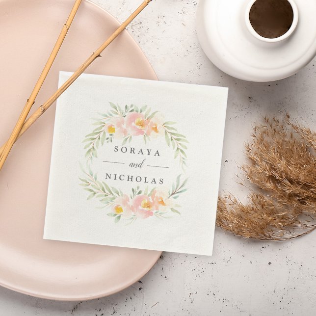 Airy Floral | Personalized Wedding Napkin (Creator Uploaded)