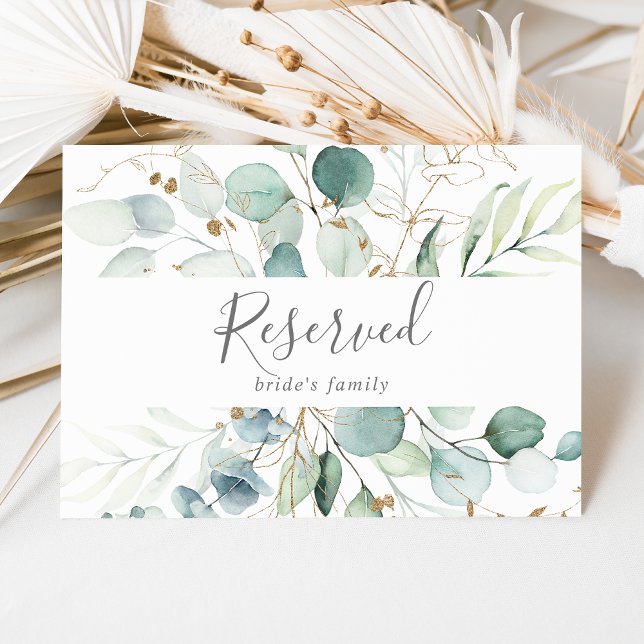 Airy Greenery and Gold Leaf Reserved Sign (Creator Uploaded)