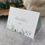 Airy Greenery and Gold Leaf Wedding Place Cards<br><div class="desc">These airy greenery and gold leaf wedding place cards are perfect for a modern wedding. The elegant botanical design features light and airy watercolor eucalyptus accented with whimsical gold glitter leaves. Personalize with the guest name and table number and purchase each card individually. Alternatively, leave the template sections blank (DELETE...</div>