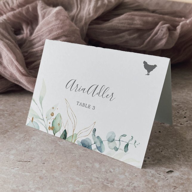 Airy Greenery Chicken Menu Option Place Cards (Creator Uploaded)