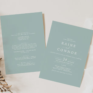 Airy Greenery Coordinate All In One Wedding Invitation