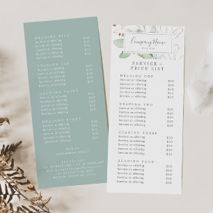 Airy Greenery Double Sided Business Price List Rack Card