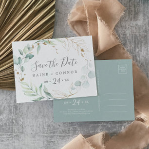 Airy Greenery Horizontal Save the Date Postcard